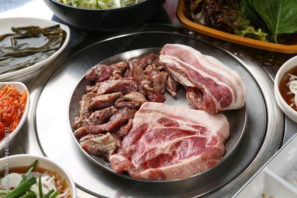 Assorted Grilled Pork Cuts, 돼지고기모듬세트