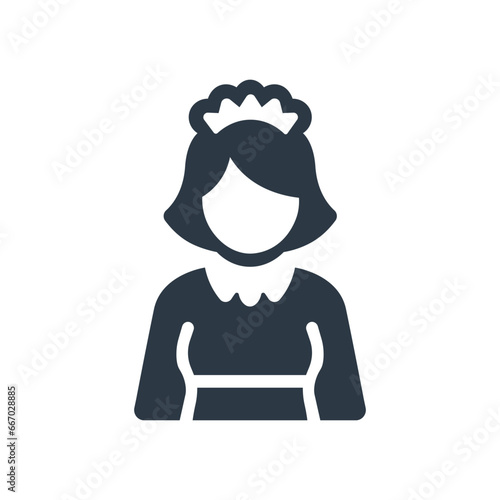 Woman cleaner and hotel services, cleaning lady. Maid icon. Vector illustration