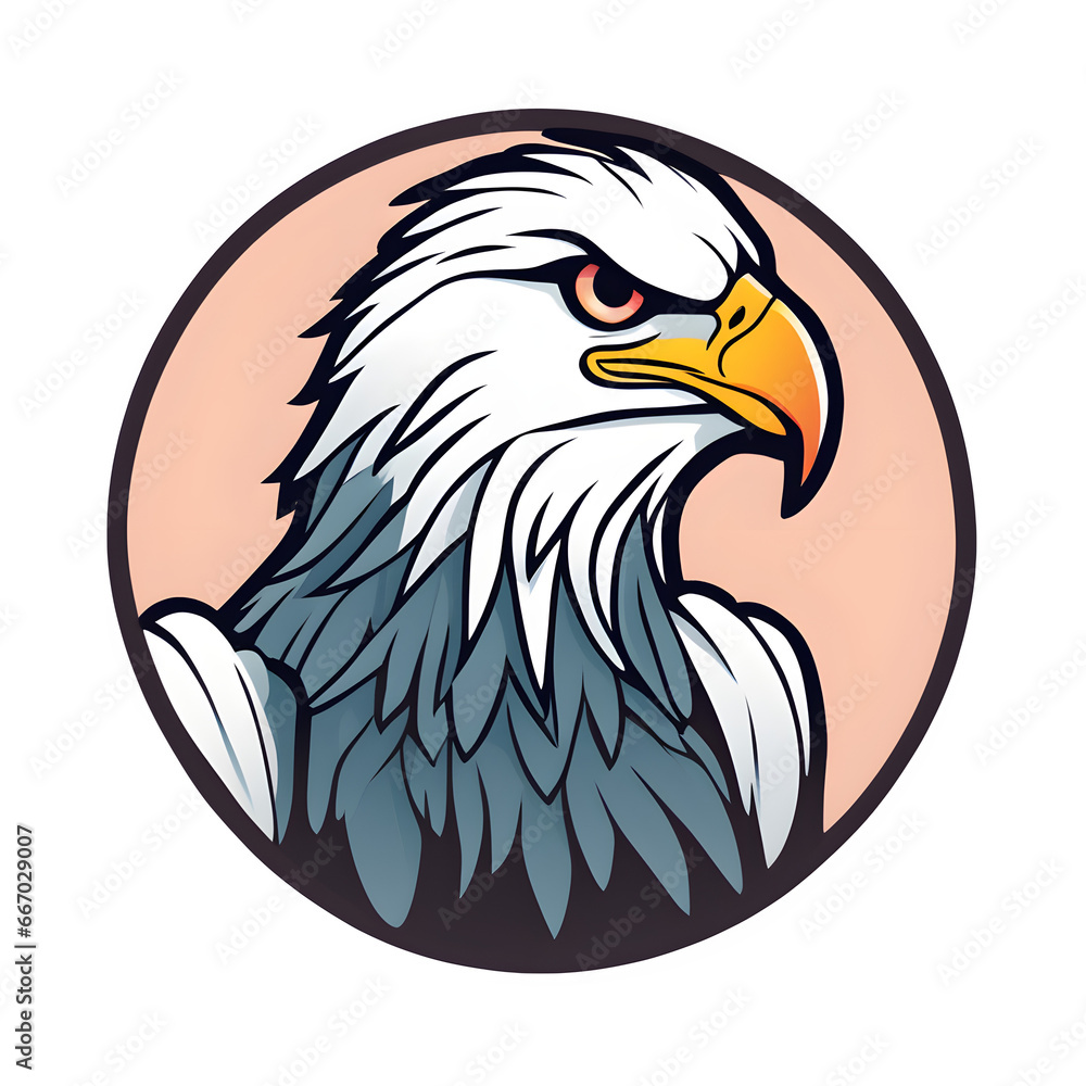 Fototapeta premium eagle logo, white background, illustration style, flat vector. ai