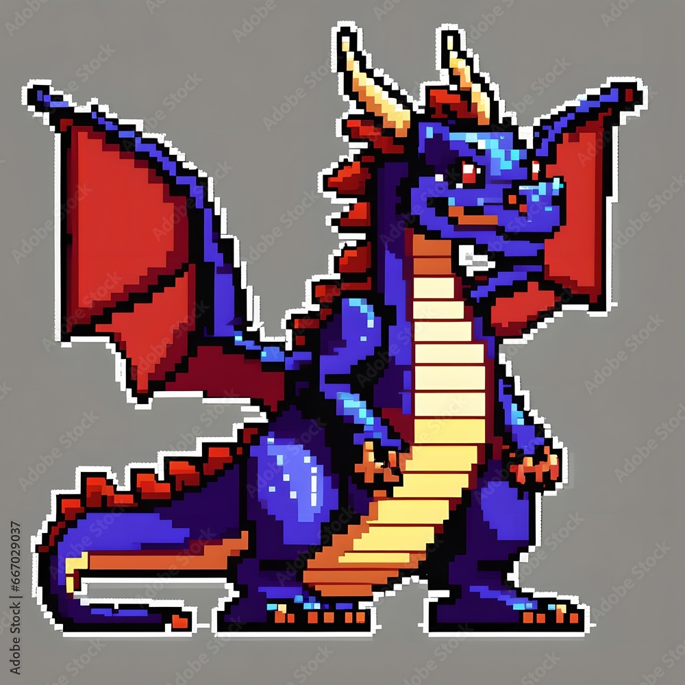 Fototapeta premium Pixel art dragon