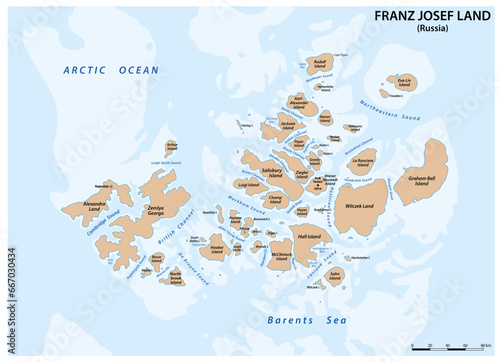 Map of the Russian archipelago Franz Josef Land