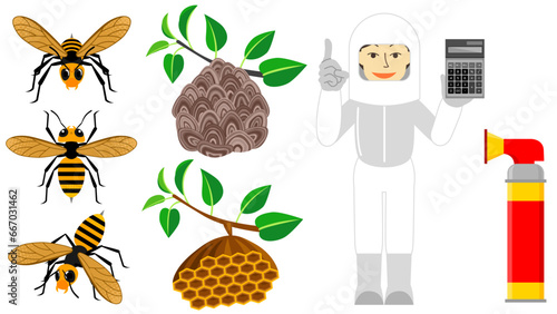 スズメバチ駆除イラストセット※Affinity Designer作成svgファイル