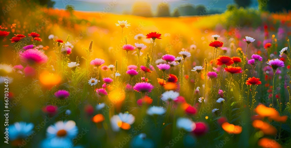 Beautiful field of colorful flowers.