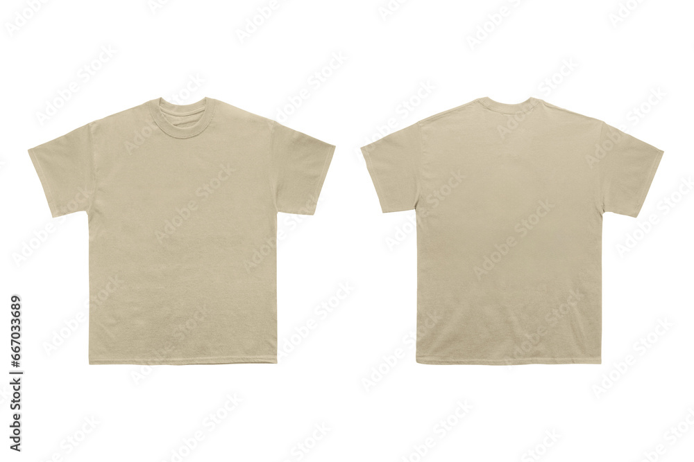 Tan heavyweight tee with copy space on isolated background - obrazy, fototapety, plakaty 