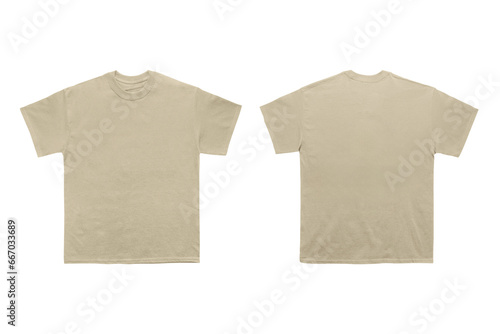 Tan heavyweight tee with copy space on isolated background photo