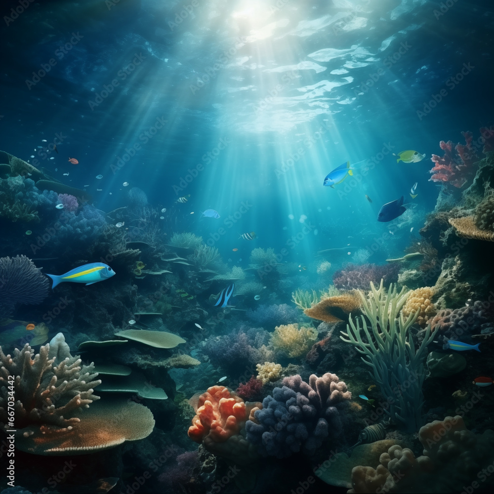 Fototapeta premium Under the Sea. Generative AI illustration