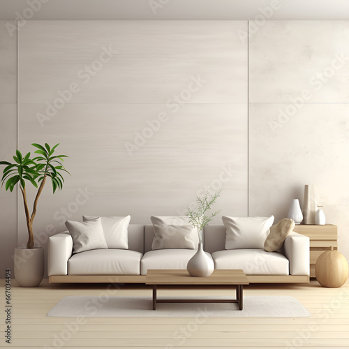 Contemporary Interior Design: Modern Living Room Backdrop, Generative AI