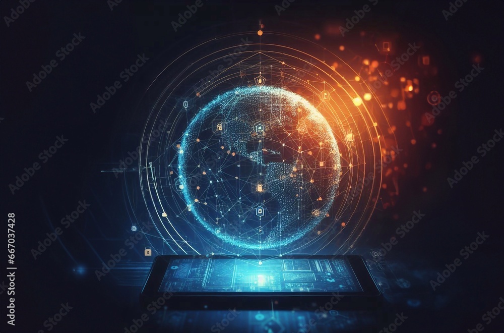 Obraz premium Internet security system concept background generative ai art