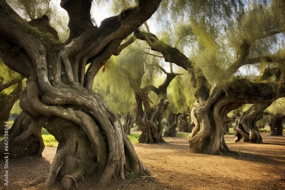 mature olive trees. Generative AI