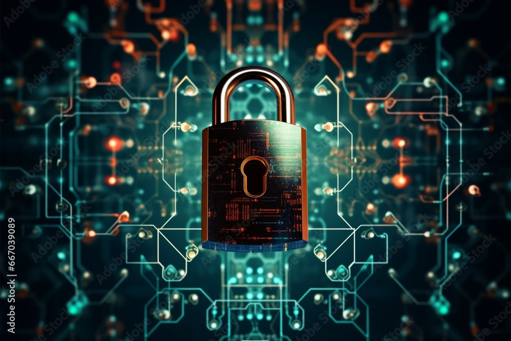 Graphic design captures the essence of data security within technology Graphic design captures the essence of data security within technology