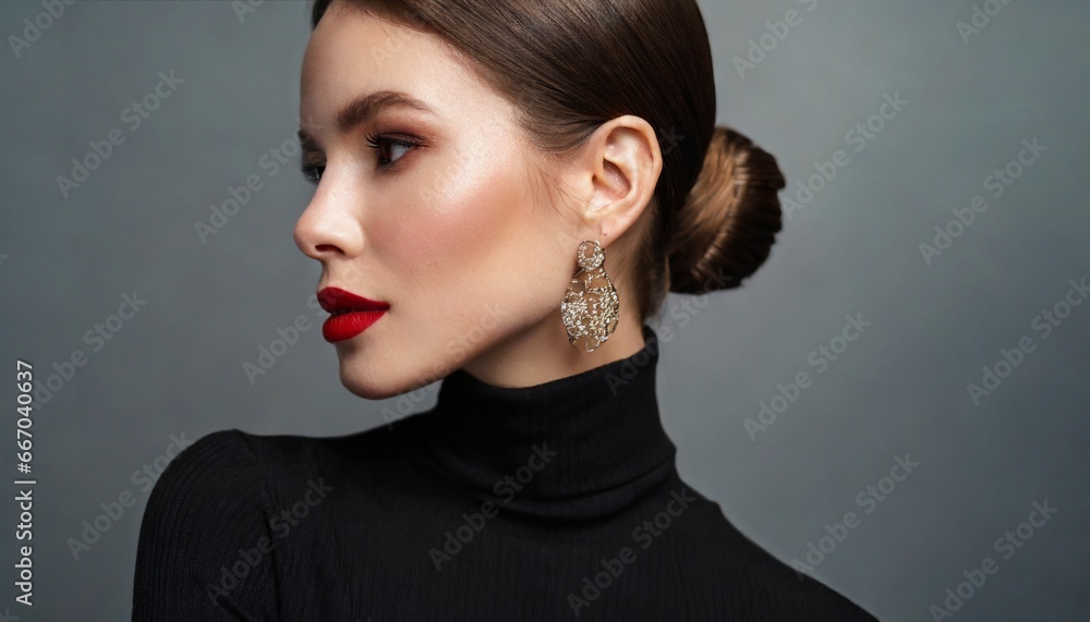 portrait of a woman, Elegance in Black: Art Portrait of a Woman in a Turtleneck portrait of a woman, Elegance in Black: Art Portrait of a Woman in a Turtleneck