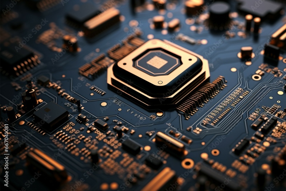 Tiny and complex circuit board with a dark, contrasting background Tiny and complex circuit board with a dark, contrasting background