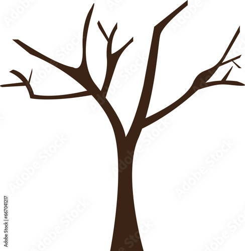 Silhouette of a dead tree vector. Vector of trees and branches without leaves