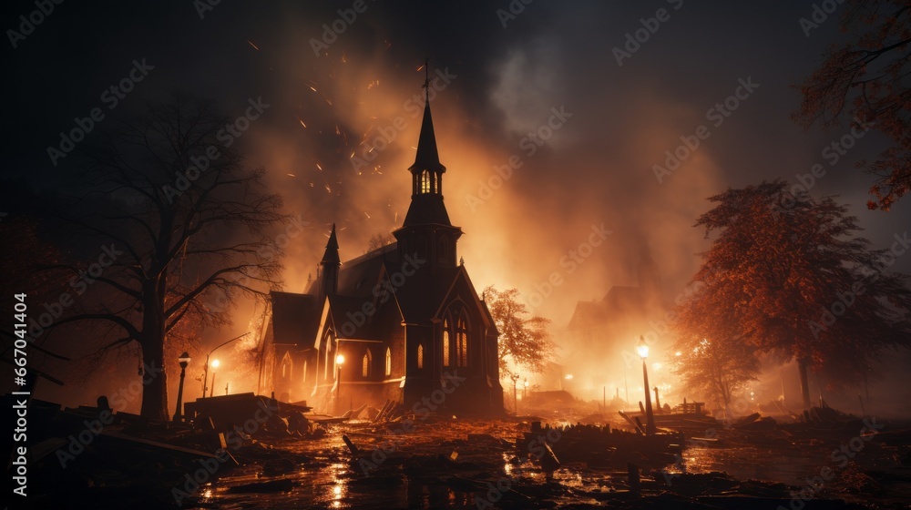 Fototapeta premium burning cathedral