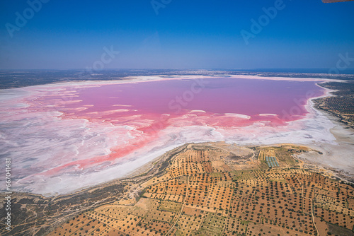 Aerial view of the Moknine sebkha - saline expanse - Monastir governorate - Tunisia photo