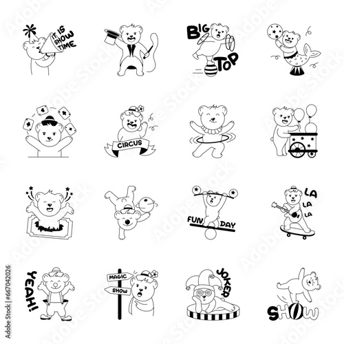 Handy Doodle Stickers of Circus Acts   