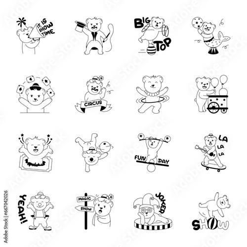 Handy Doodle Stickers of Circus Acts 

