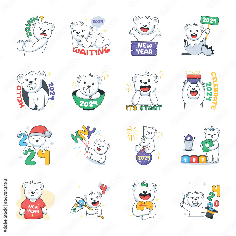 Modern Doodle Stickers of Happy New Year 2024
Modern Doodle Stickers of Happy New Year 2024