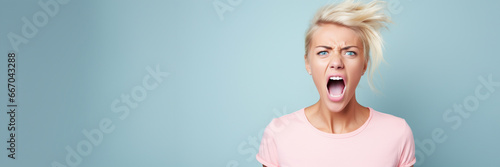 Angry woman screaming. Human emotions, facial expression concept