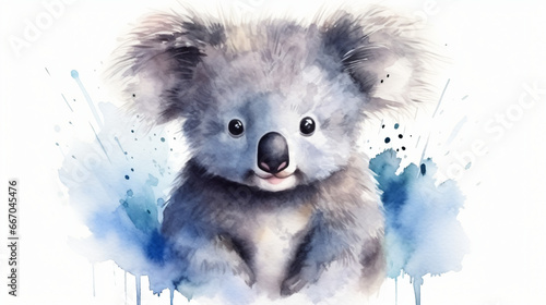 Portrait of a koala bear in aquarelle style