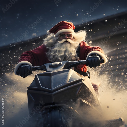 Santa claus on a jetski created with AI