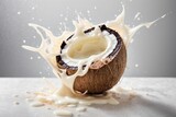 Cracked coconut with splashes of milk