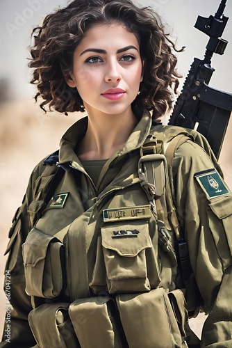 Israeli IDF Army Female Soldier - Strong and Empowered Woman. generative ai photo