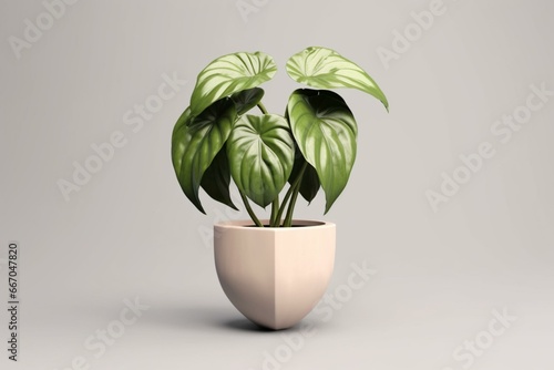 Heart-leaf philodendron in a plant pot, isolated on transparent background, minimal and Scandinavian style, realistic 3D render. Generative AI photo
