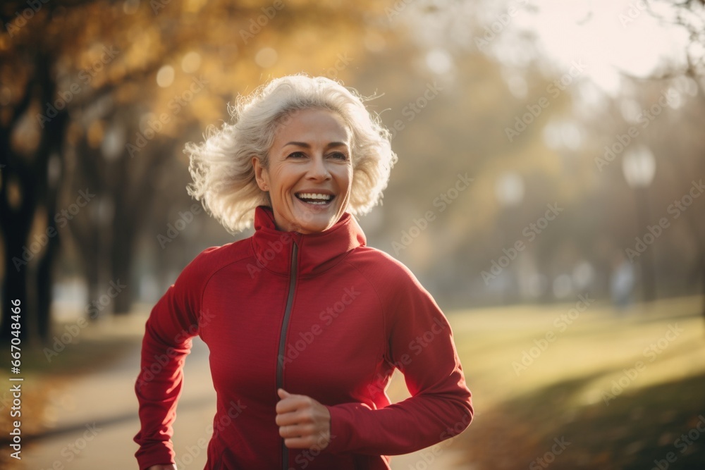 Active Senior Woman Embracing a Healthy Lifestyle in the Park Active Senior Woman Embracing a Healthy Lifestyle in the Park