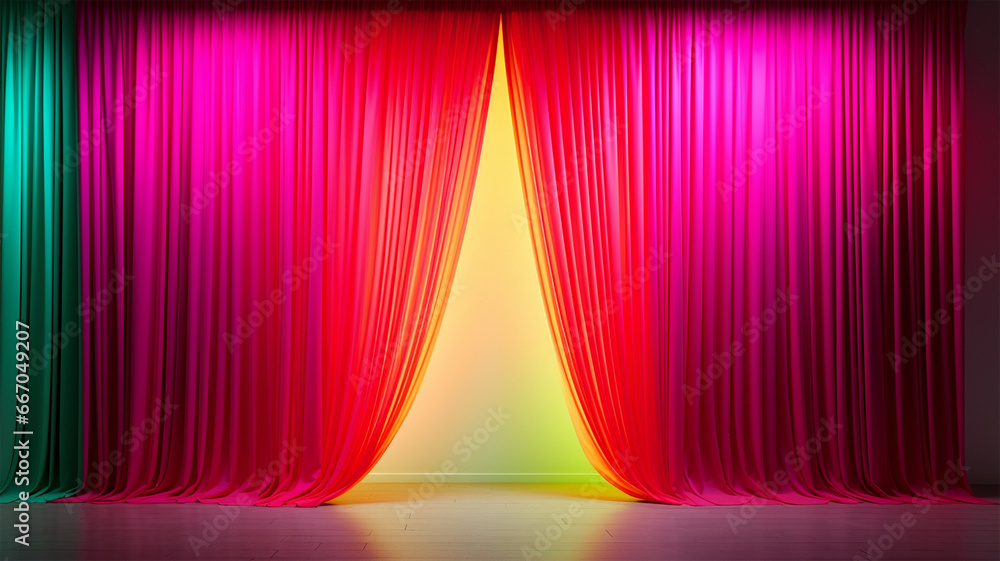 Stage curtains colorful, funny feeling and comedy moment, colorful curtains 