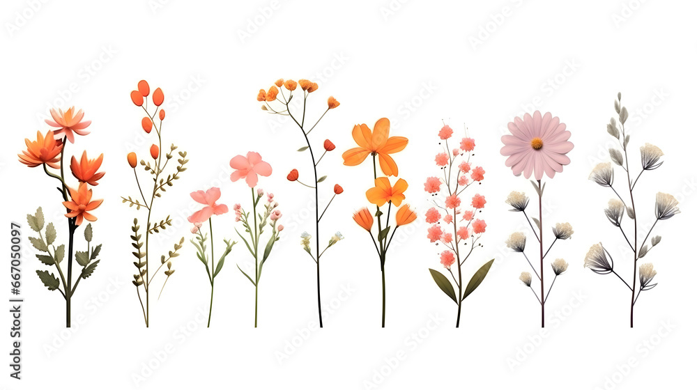 flower isolated floral nature plant spring leaf background summer generative Ai.
