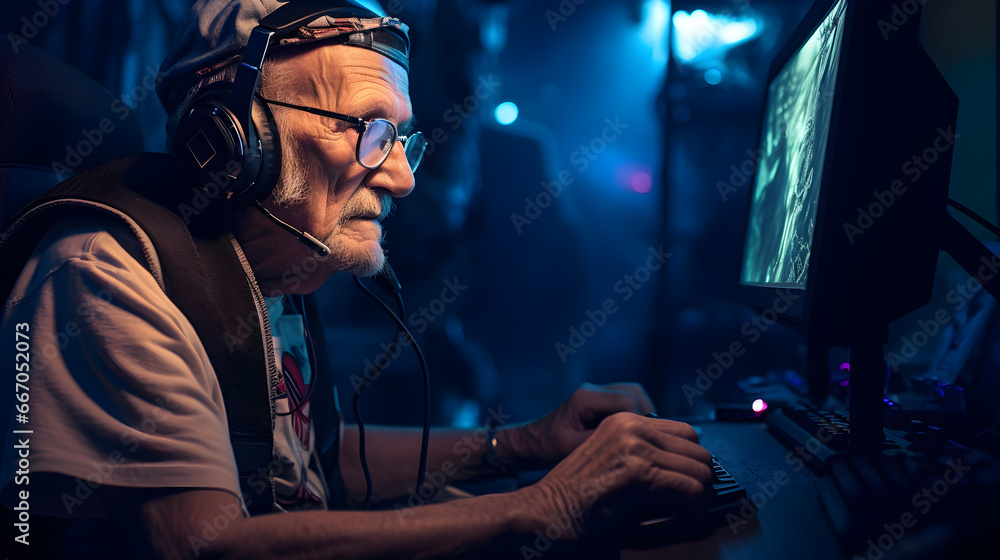 Grandpa playing video game Grandpa playing video game