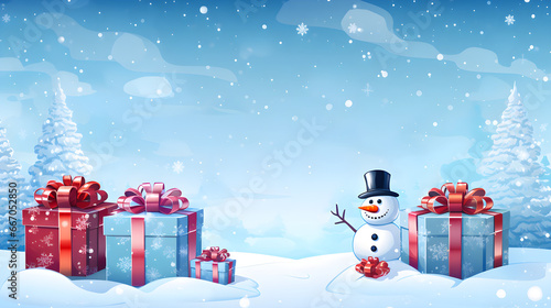 Festive Christmas background with snowman © Taisiia