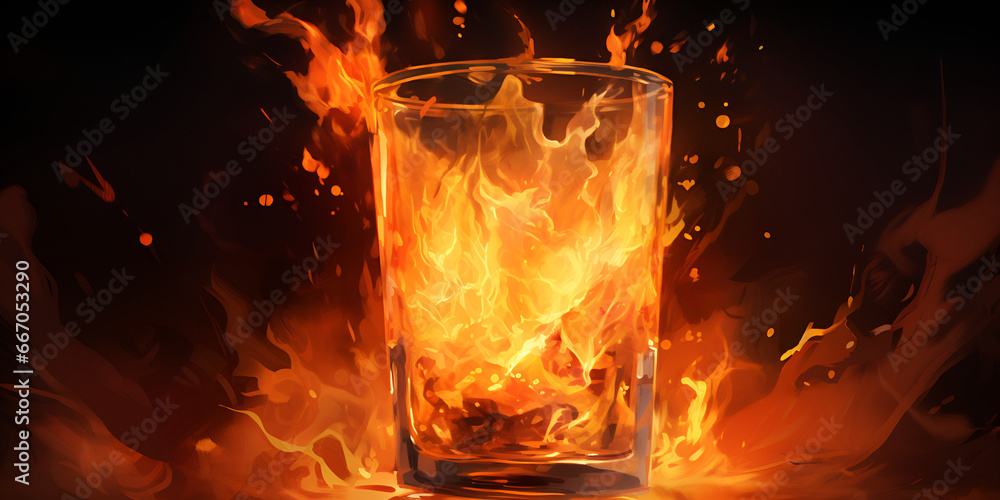 fire in the glass,AI Generative 