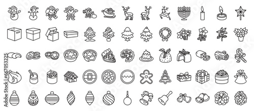 A set of Christmas line icons