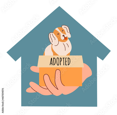 Pet adoptation, Help homeless animals find. Flat vector illustration.