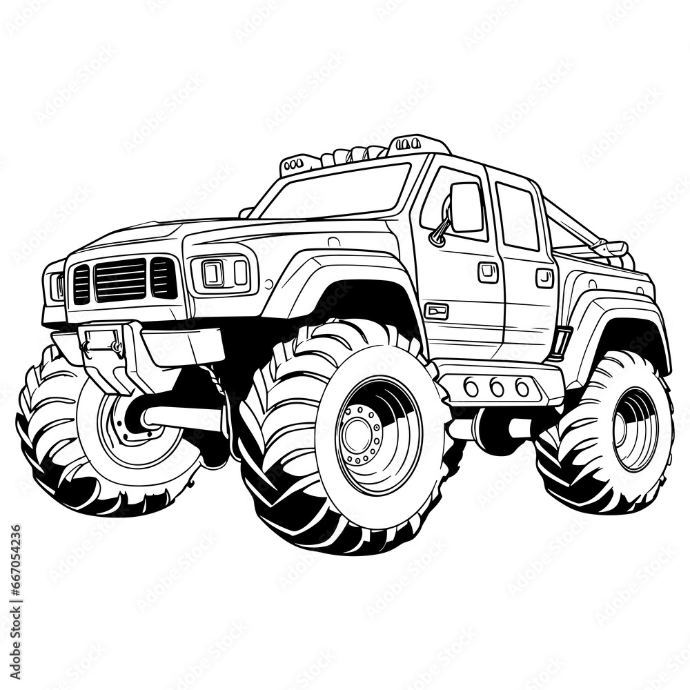Monster Truck Madness - Creative Coloring Book for Kids