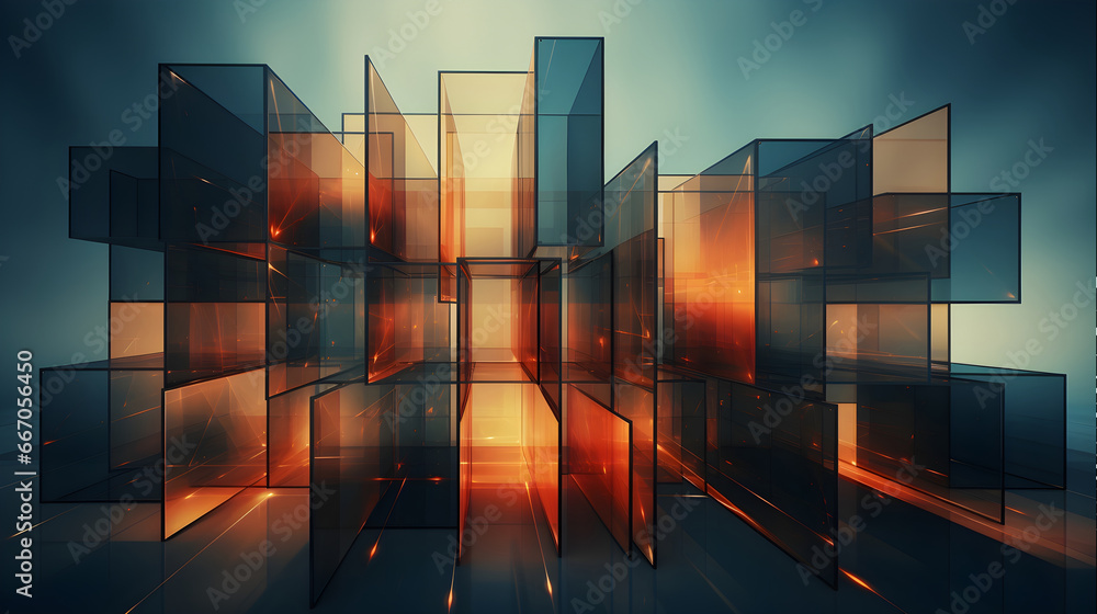 architecture abstract cityscape buildings with skyscrapers generative AI.