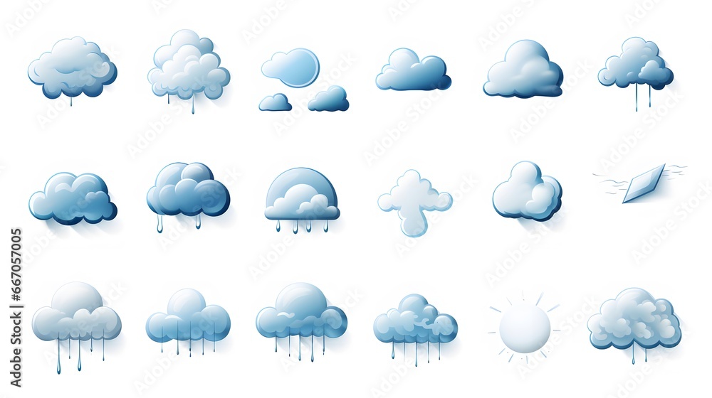 Fototapeta premium Realistic thunder clouds icons set isolated on a white background. 