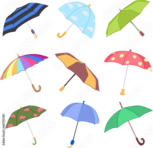 umbrella set cartoon. season handle, water protect, object rain umbrella sign. isolated symbol vector illustration