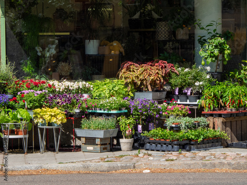 Flowers in front of florist