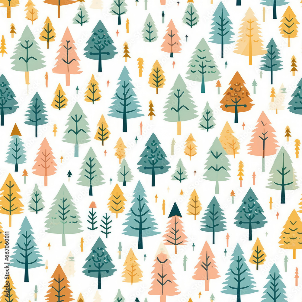 Christmas seamless pattern. Christmas trees and pines Christmas seamless pattern. Christmas trees and pines
