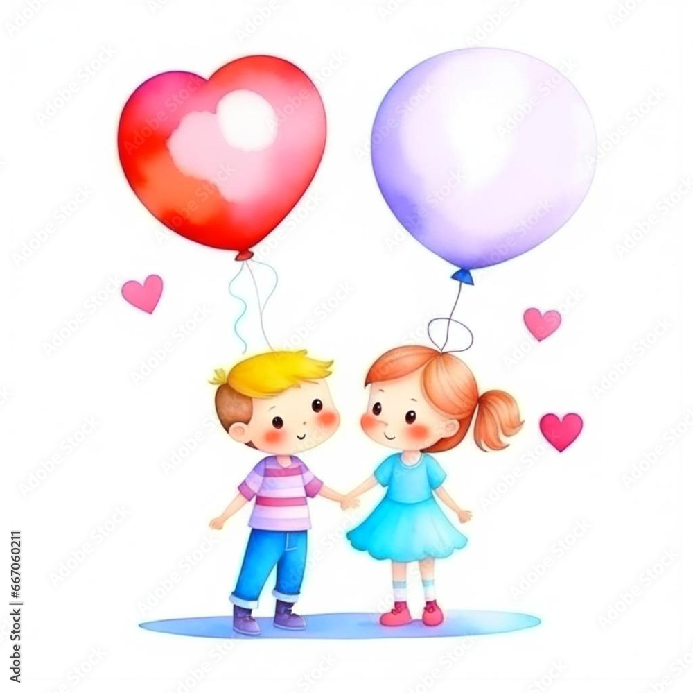 children with balloons,lover couple, valentine's day children with balloons,lover couple, valentine's day
