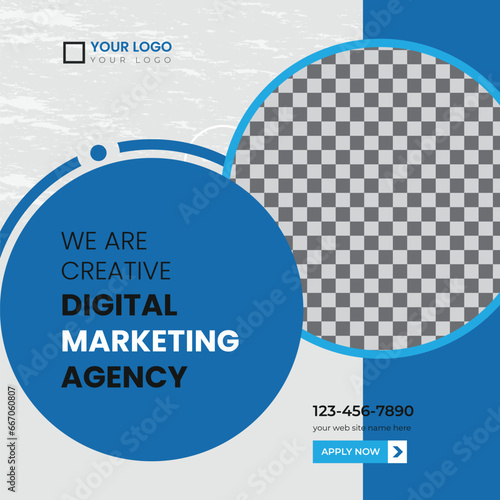 digital marketing social media post design template for grow your online business 