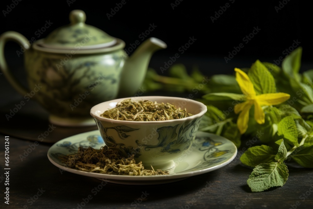 Refreshing Dry bergamot tea. Aromatic fresh drink. Generate Ai Refreshing Dry bergamot tea. Aromatic fresh drink. Generate Ai