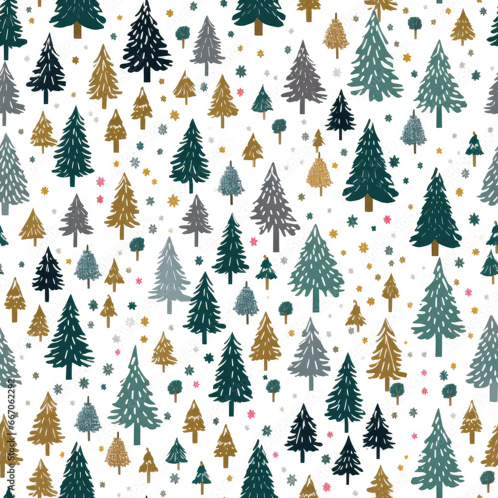Christmas seamless pattern. Christmas trees and pines Christmas seamless pattern. Christmas trees and pines