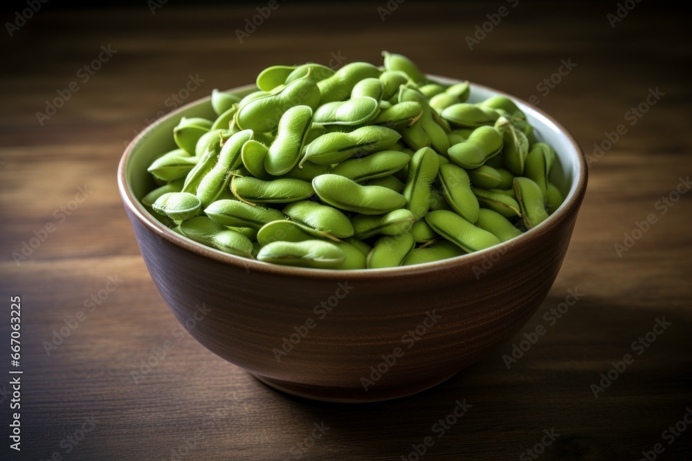 Informative Edamame beans banner. Food snack. Generate Ai Informative Edamame beans banner. Food snack. Generate Ai