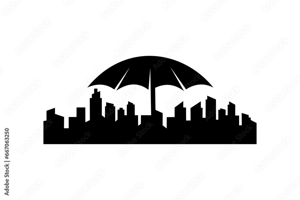 illustration of a tall umbrella building