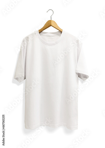 white t shirt on a hanger, front, shadow