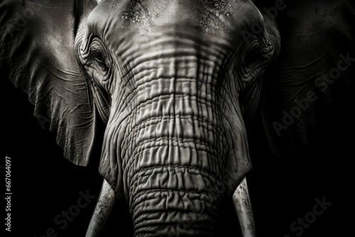 Striking Colorful elephant head closeup. Splat portrait. Generate Ai